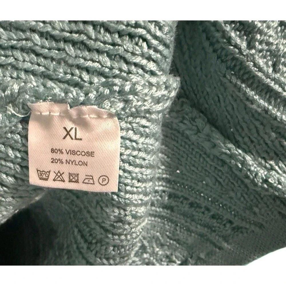 V28 Teal Cable Knit Longline Cardigan Sweater XL